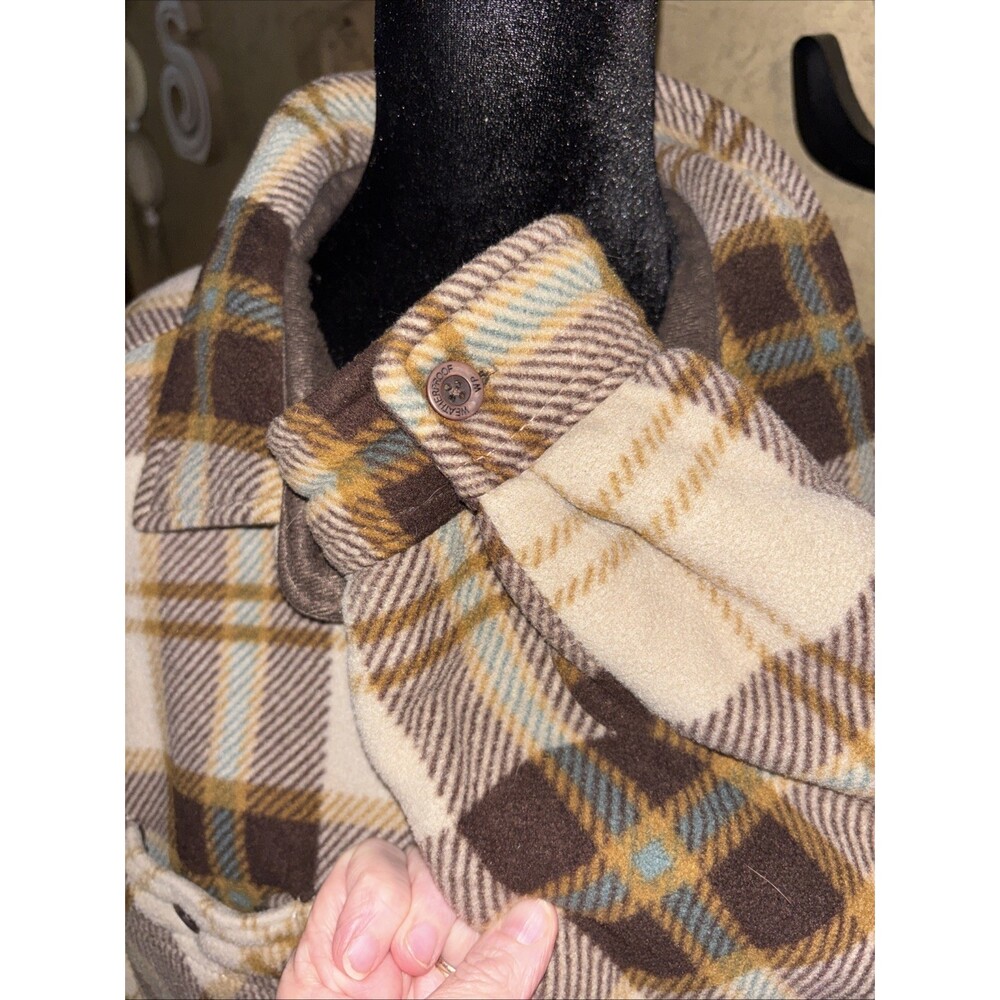 XXL Weatherproof Flannel Fleece Lined Jacket Brown Tan Plaid Button Up Pockets - Picture 4 of 13